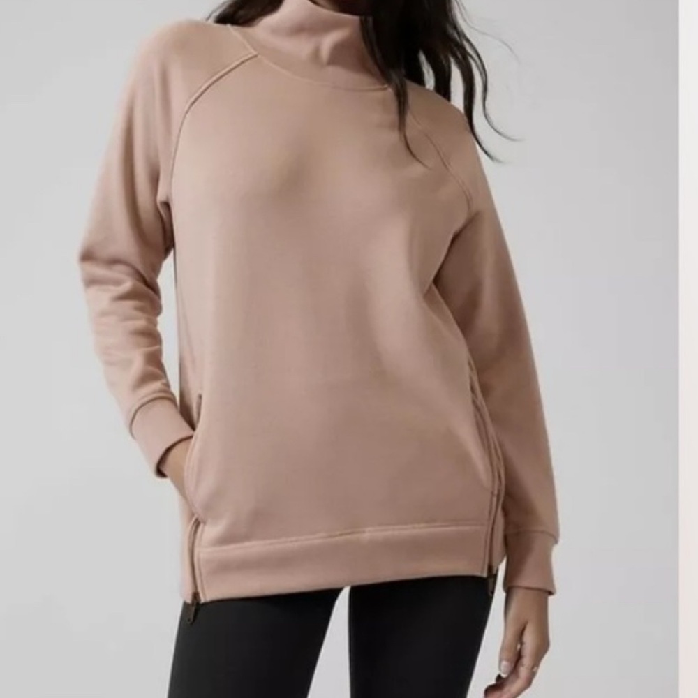 Athleta Cozy Karma Side Zip Funnel Neck Sweatshirt